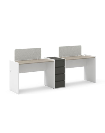 Vee Linear Desk with Shared Pedestal