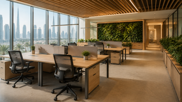  Modern office with greenery and city view