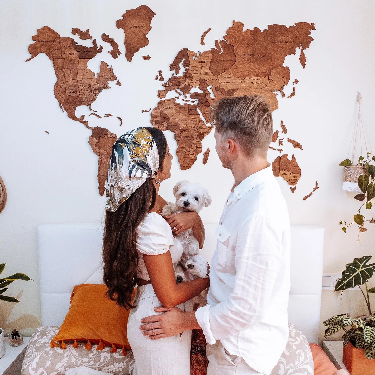 3D Wooden World Maps - American Oak Stain (4 Sizes) - BAFCO