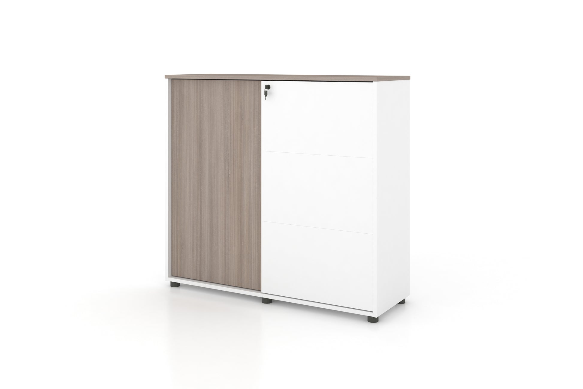 Universal 3-Level Cabinet (White Body) Consumer KANO CF09 Log Walnut One Side Sliding 8-10 Weeks