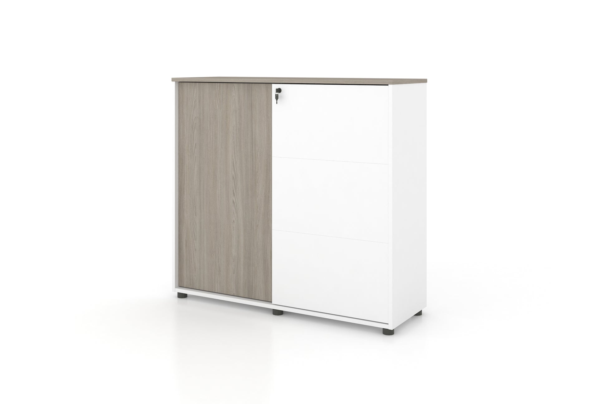 Universal 3-Level Cabinet (White Body) Consumer KANO CF41 Nash Oak One Side Sliding 8-10 Weeks