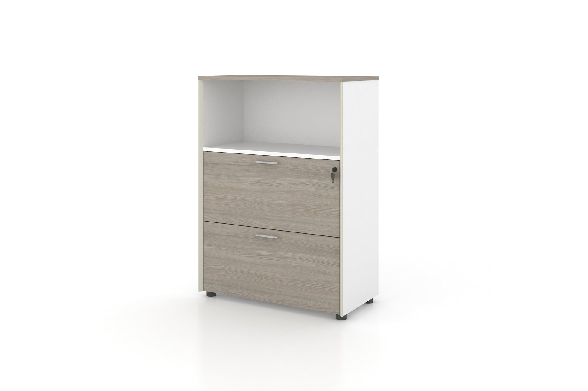 Universal 3-Level Drawer with Open Shelf (White Body) - BAFCO