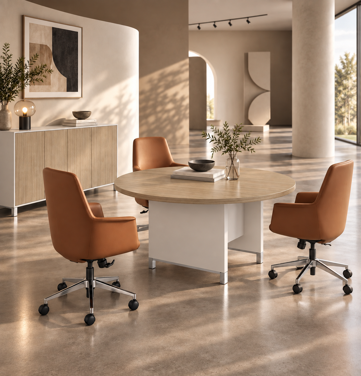 Linea Due Round Meeting Table Consumer BAFCO White 1200 30 Days