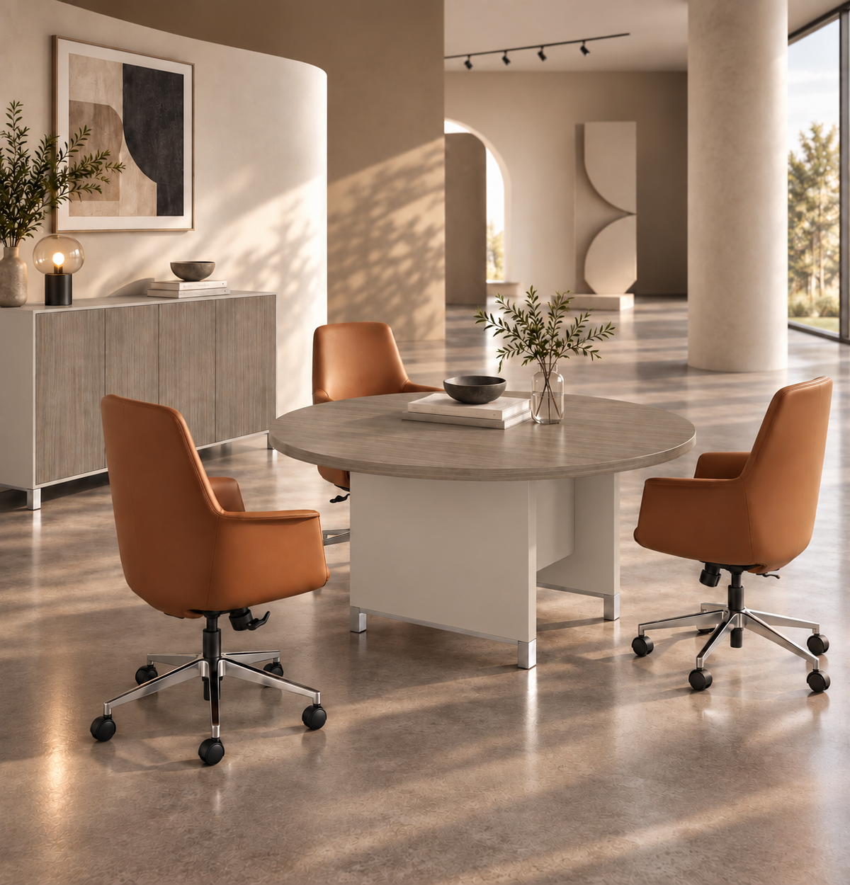 Linea Due Round Meeting Table Consumer BAFCO Khaki 1200 30 Days