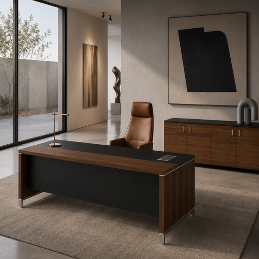 Linea Due Straight Desk (Premium) Consumer BAFCO W1800 x D900 x H750mm Maryland Walnut B 30 Days