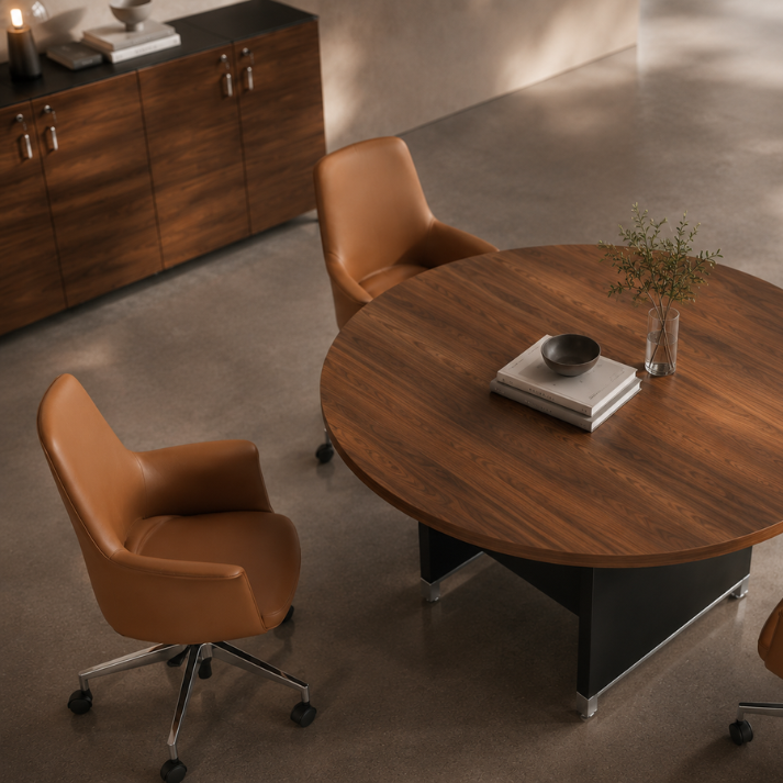 Linea Due Round Meeting Table Consumer BAFCO