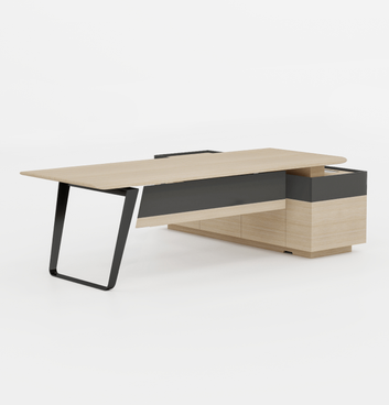 Quzzi Executive Desk Consumer KANO W2500 x D1900 x H750mm CY23 White Oak 8-10 Weeks