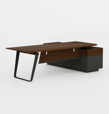 Quzzi Executive Desk Consumer KANO W2500 x D1900 x H750mm CY07 American Walnut 8-10 Weeks