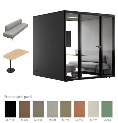 QuietQube Acoustic Meeting Pod XL Consumer BAFCO 2 Sofa + 1 Table 8-10 Weeks