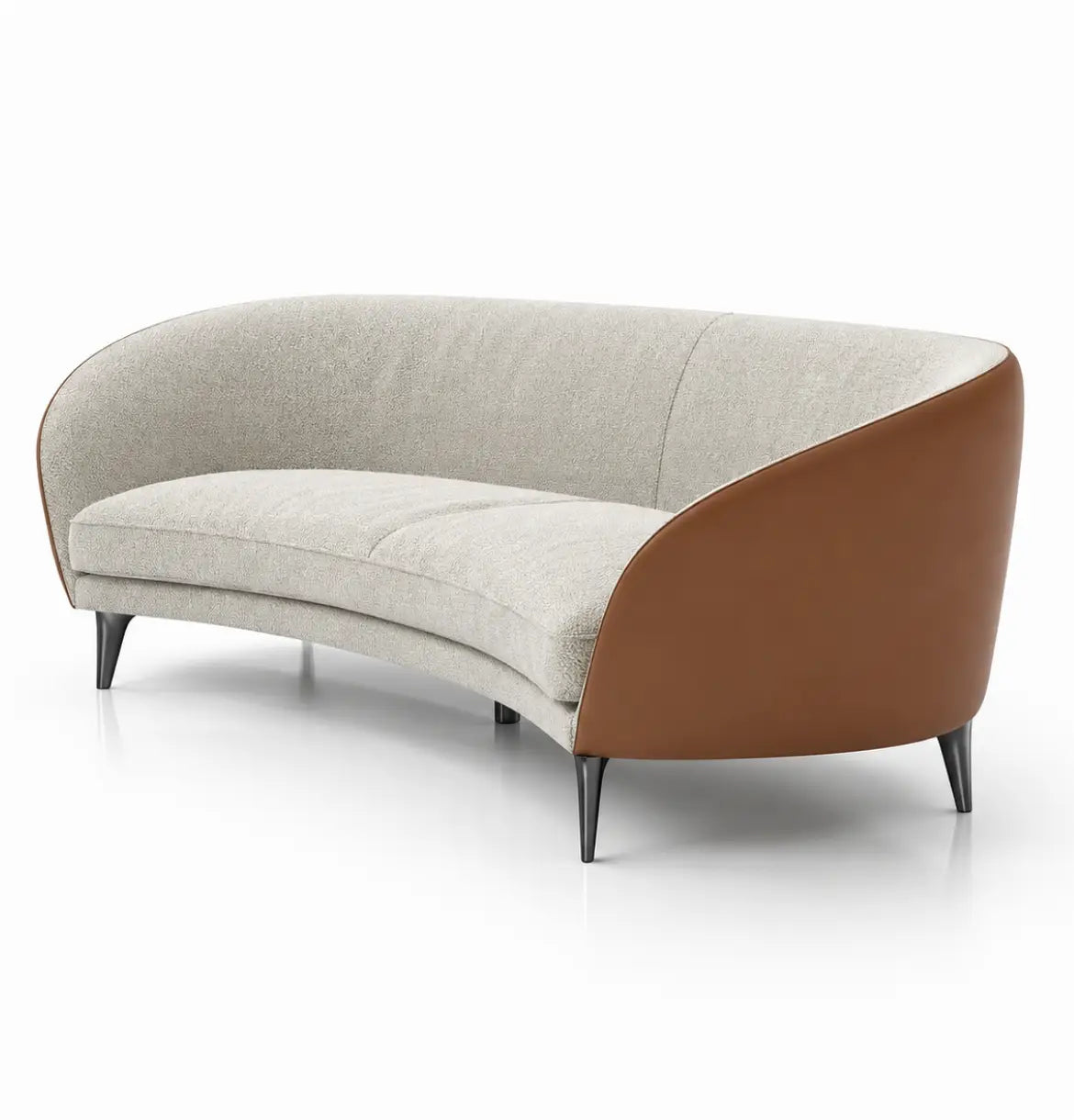 Bee 3-Seater Curved shaped sofa Consumer KANO Tan Khaki Fabric + Vegan Leather 8-10 Weeks