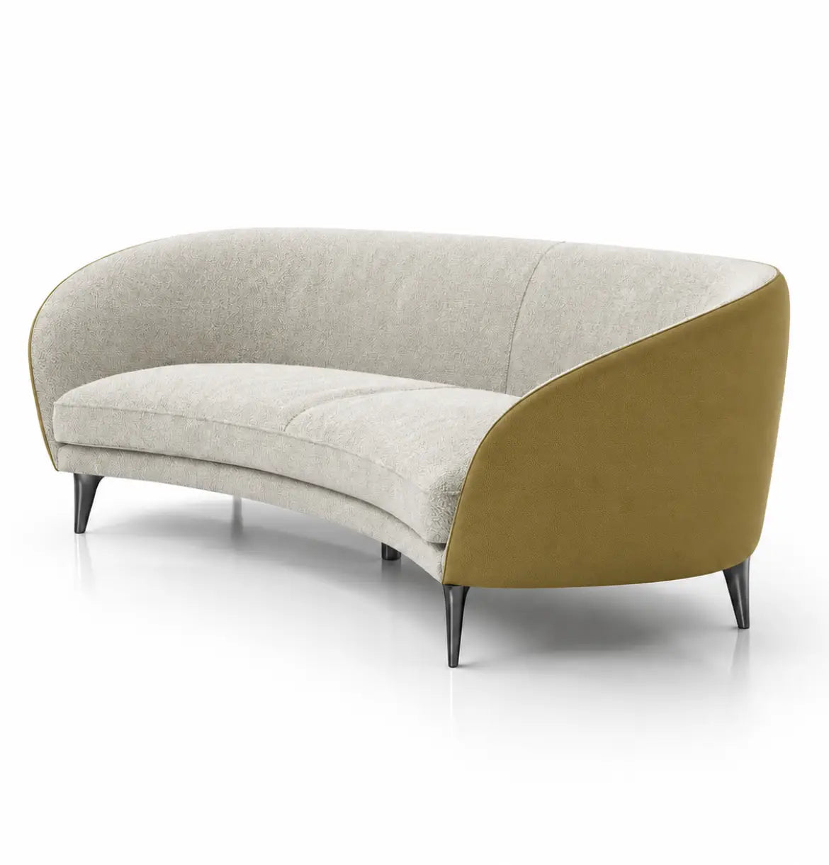 Bee 3-Seater Curved shaped sofa Consumer KANO Yellow Khaki Fabric + Vegan Leather 8-10 Weeks