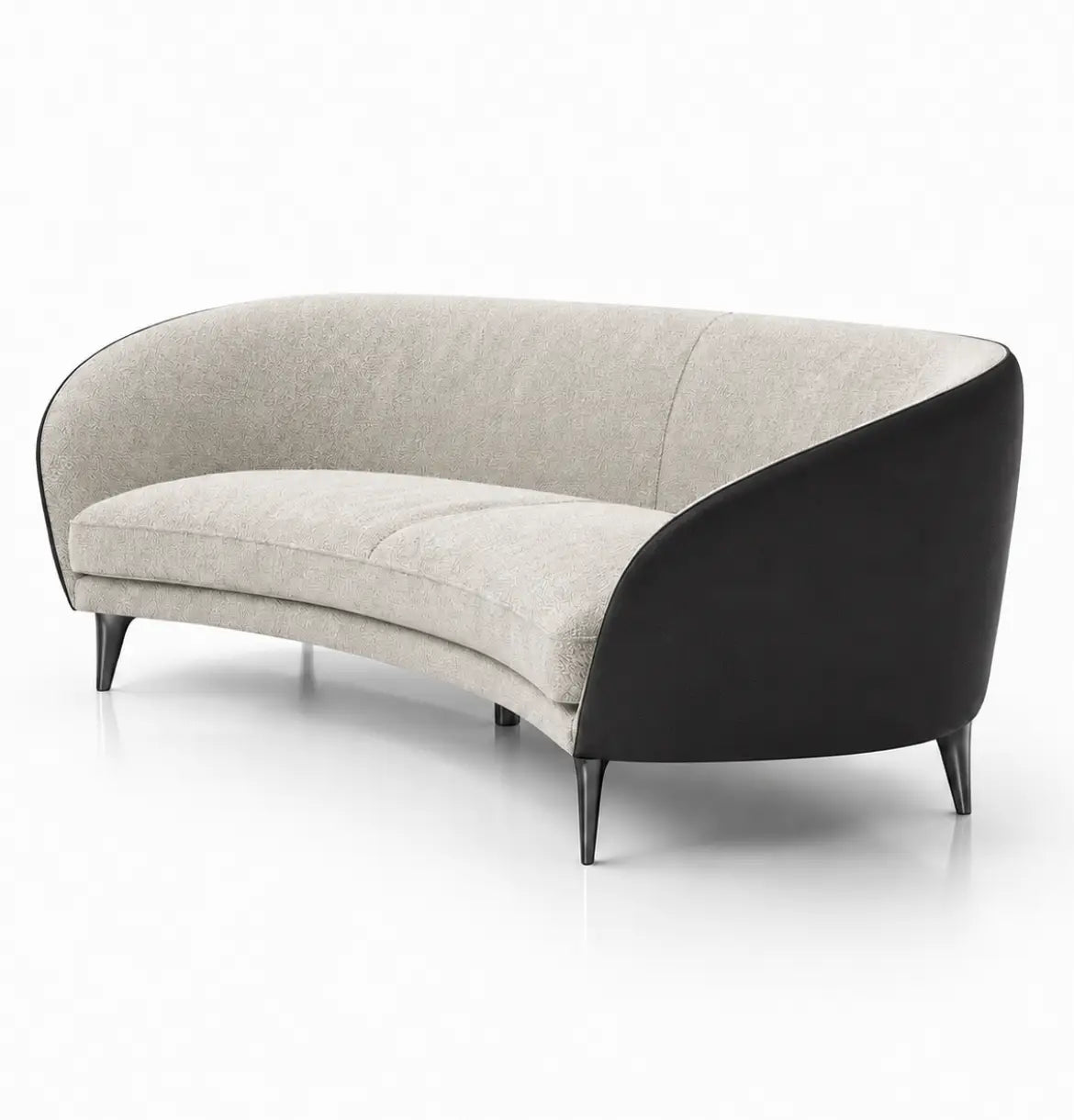 Bee 3-Seater Curved shaped sofa Consumer KANO Black Khaki Fabric + Vegan Leather 8-10 Weeks