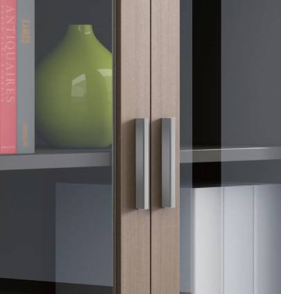 Universal 5-Level Dual Cabinet in Veneer Consumer KANO CY19 Mocha Teakwood MFC Framed Glass Doors 8-10 Weeks