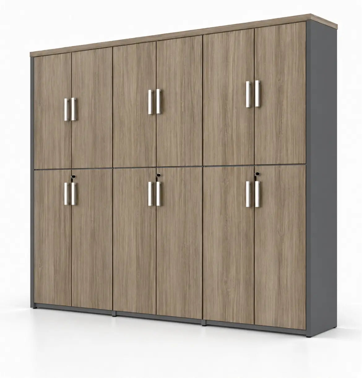 Universal Dark 6-Level Triple Cabinet Consumer KANO CF09 Log Walnut Matching MFC Doors 8-10 Weeks