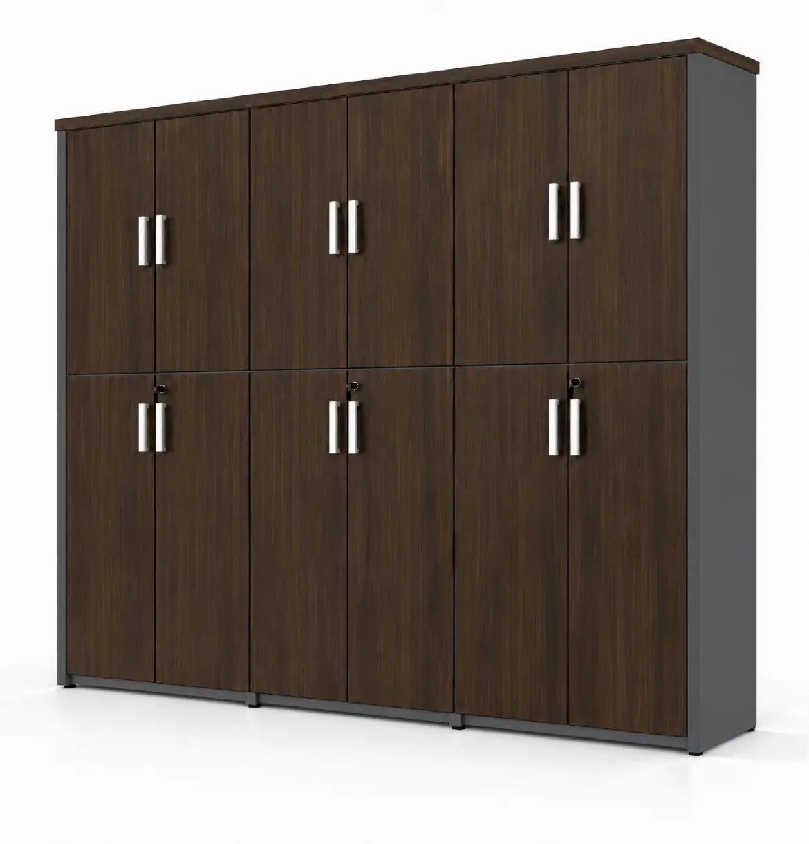 Universal Dark 6-Level Triple Cabinet Consumer KANO Hairline Walnut Matching MFC Doors 8-10 Weeks