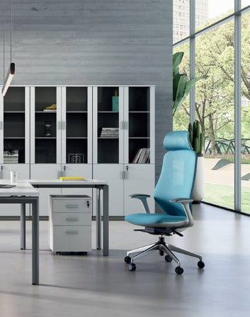 Cadi 5-Level Swing Door Cabinet with Half Glass Doors Consumer KANO   