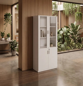 Cadi 5-Level Swing Door Cabinet with Half Glass Doors Consumer KANO