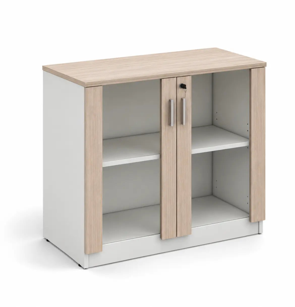 Cadi 2-Level Cabinet with Glass Doors Consumer KANO CF09 Log Walnut 8-10 Weeks