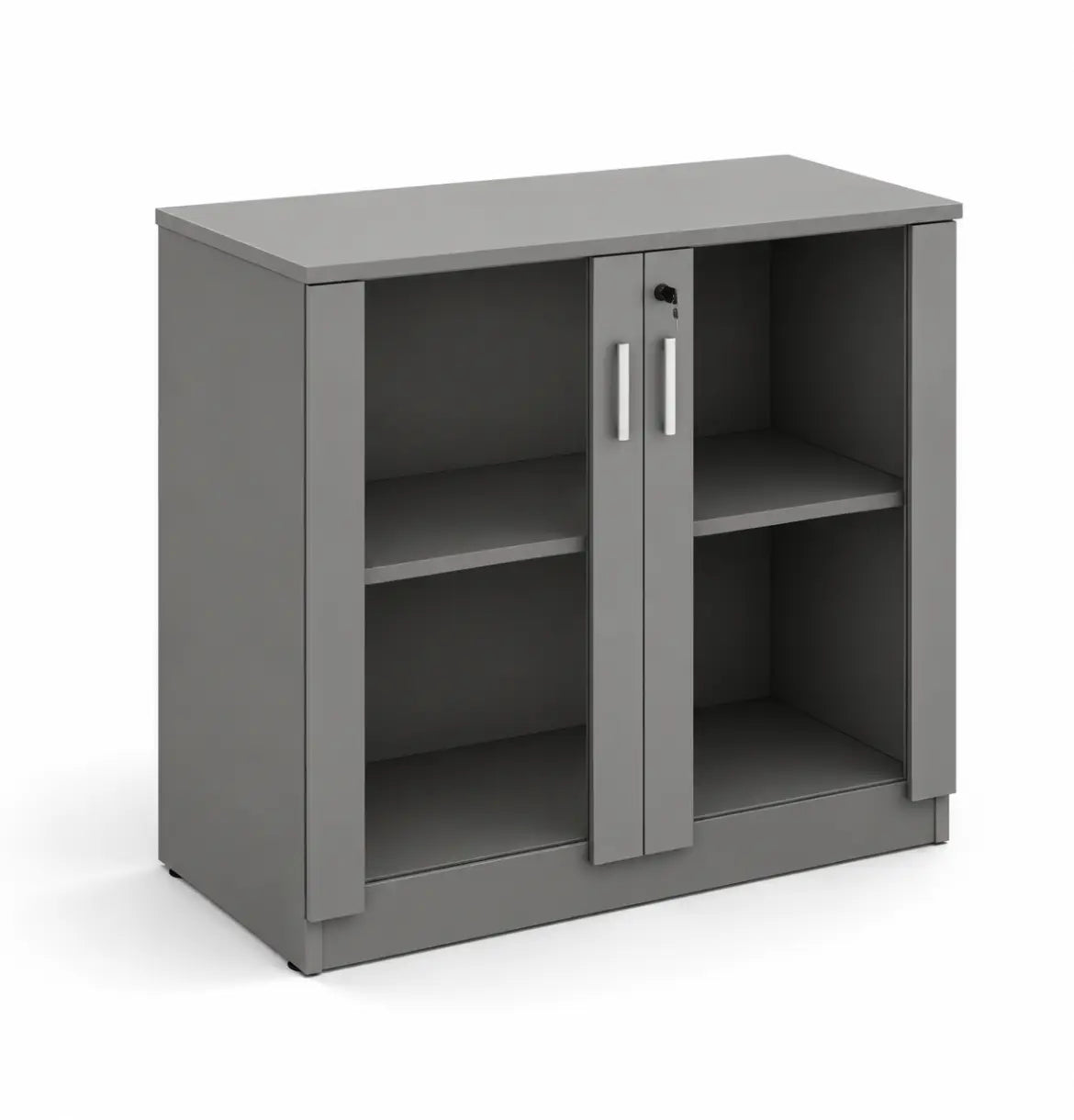 Cadi 2-Level Cabinet with Glass Doors Consumer KANO Grey 8-10 Weeks