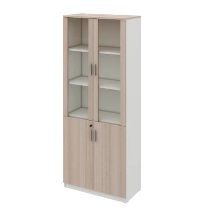 Cadi 5-Level Swing Door Cabinet with Half Glass Doors