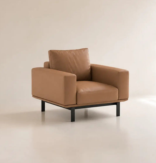 Deshawn Armchair Consumer KANO Tan Vegan Leather 8-10 Weeks