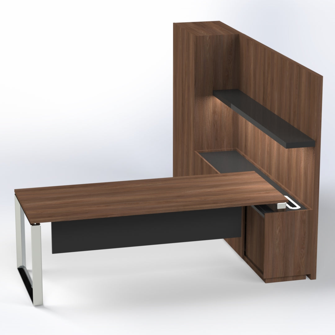 Elite Presidential Desk with Wall Unit