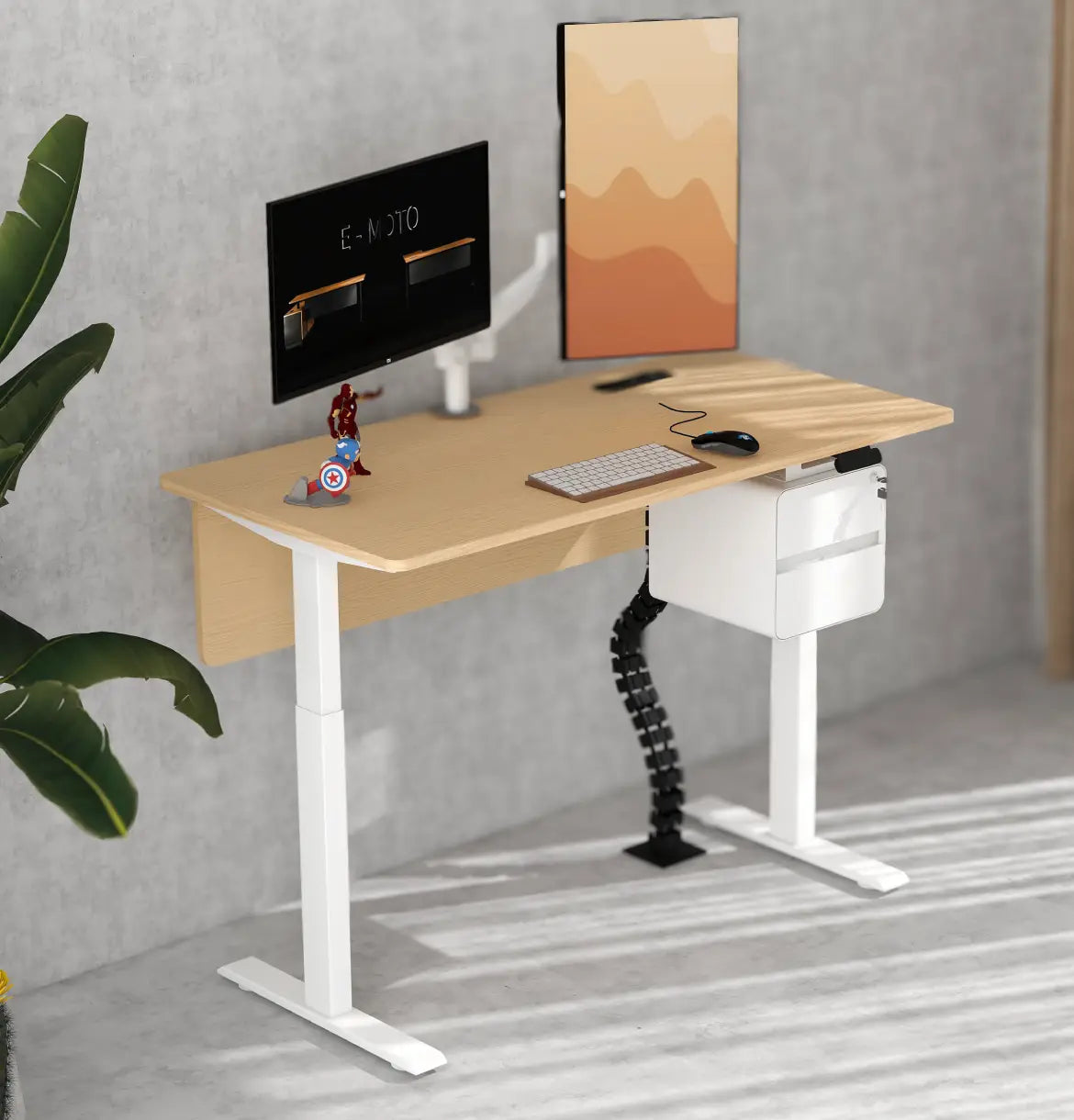 eMoto Sit & Stand Straight Desk (White) Consumer BAFCO