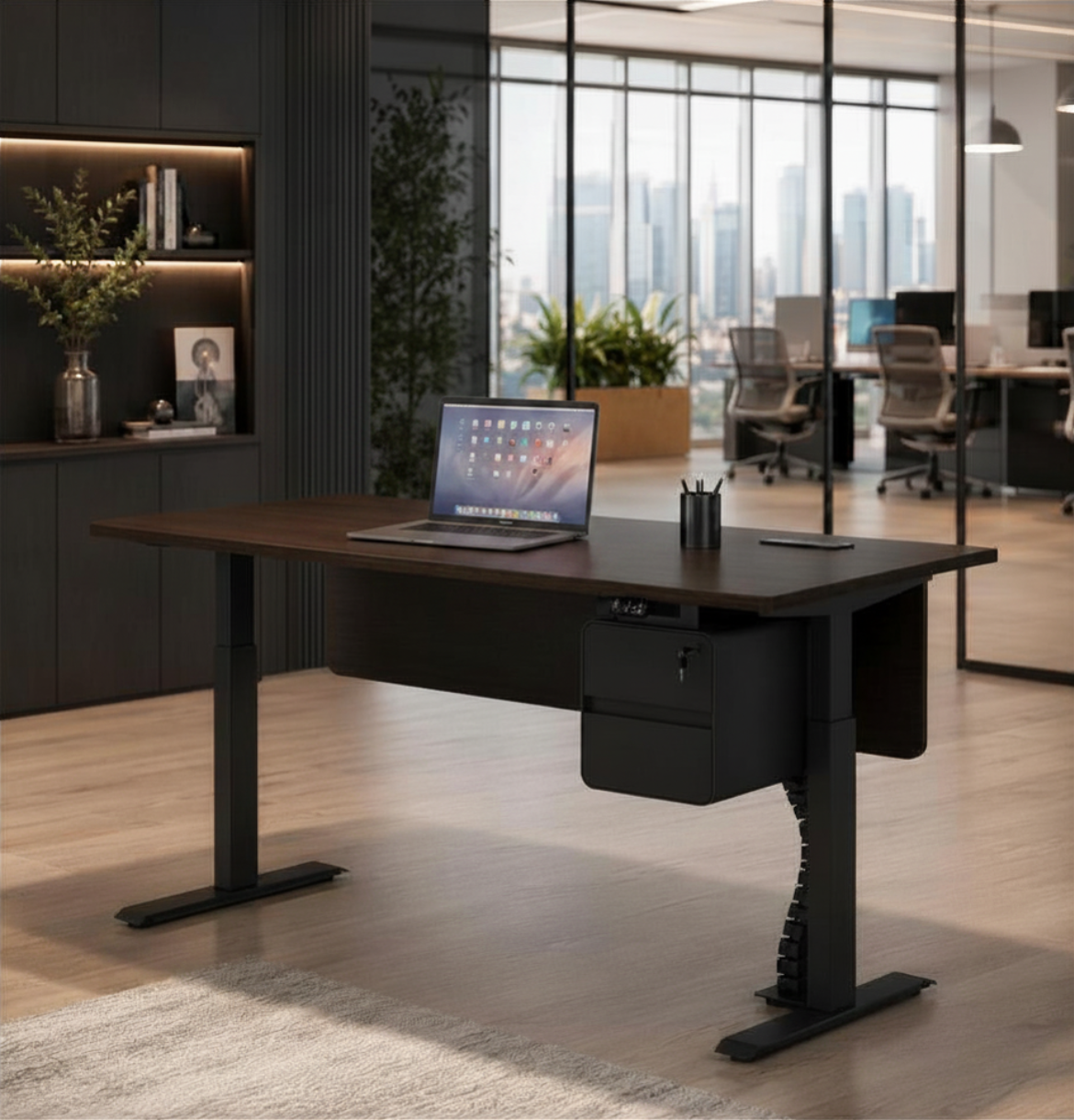 eMoto Sit & Stand Straight Desk (Black) Consumer BAFCO