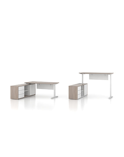 iTech Sit & Stand Desk with Fixed Credenza Return - BAFCO