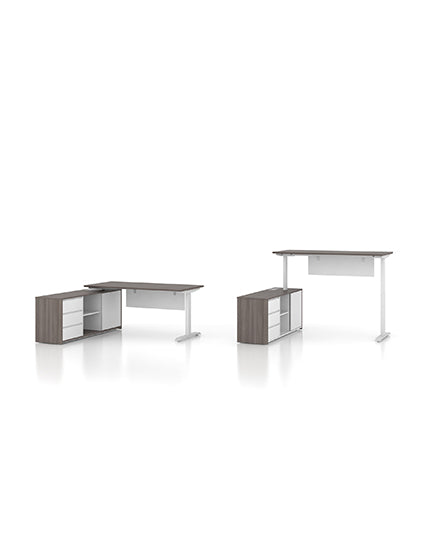 iTech Sit & Stand Desk with Fixed Credenza Return