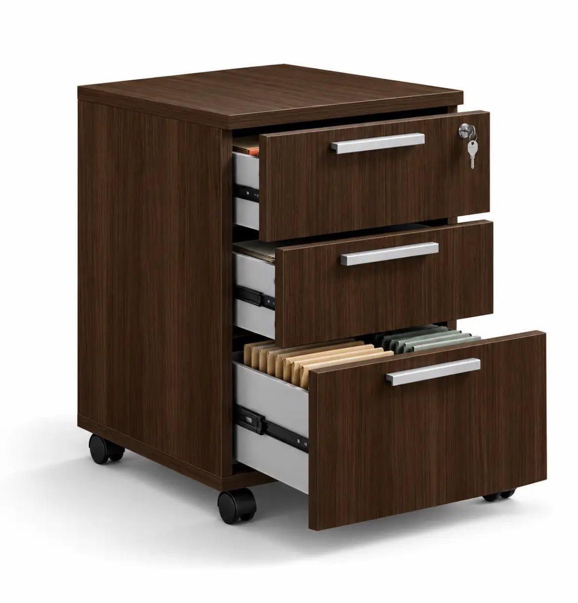 Flow Mobile Pedestal 3D Consumer BAFCO Hairline Walnut 2 Weeks