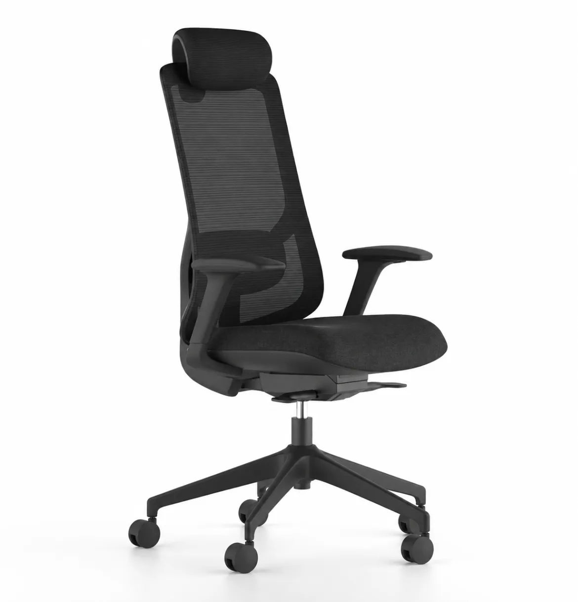 Geeco Ergonomic Chair with Headrest in Black Frame and Black Upholstery