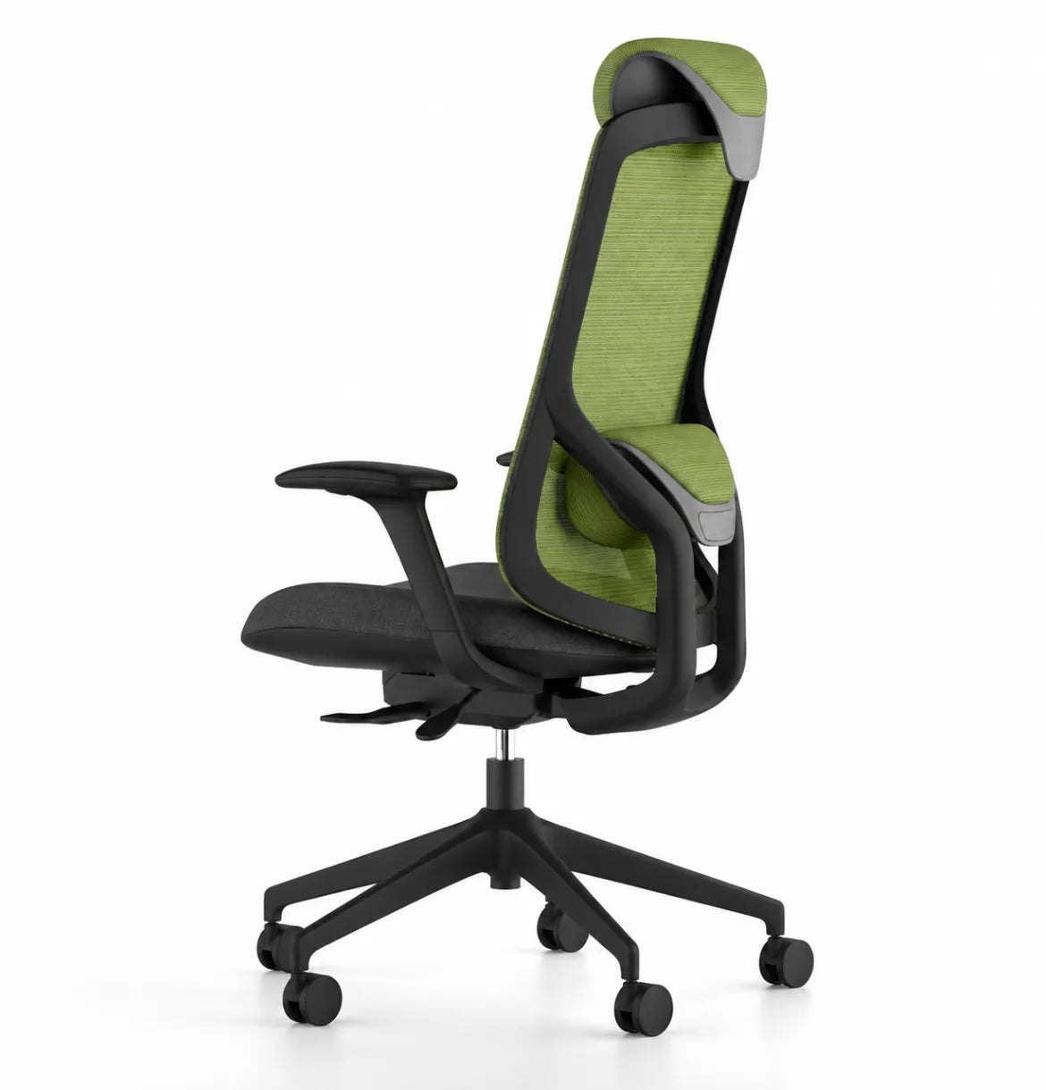 Geeco Ergonomic Chair with Headrest in Black Frame and Green Upholstery