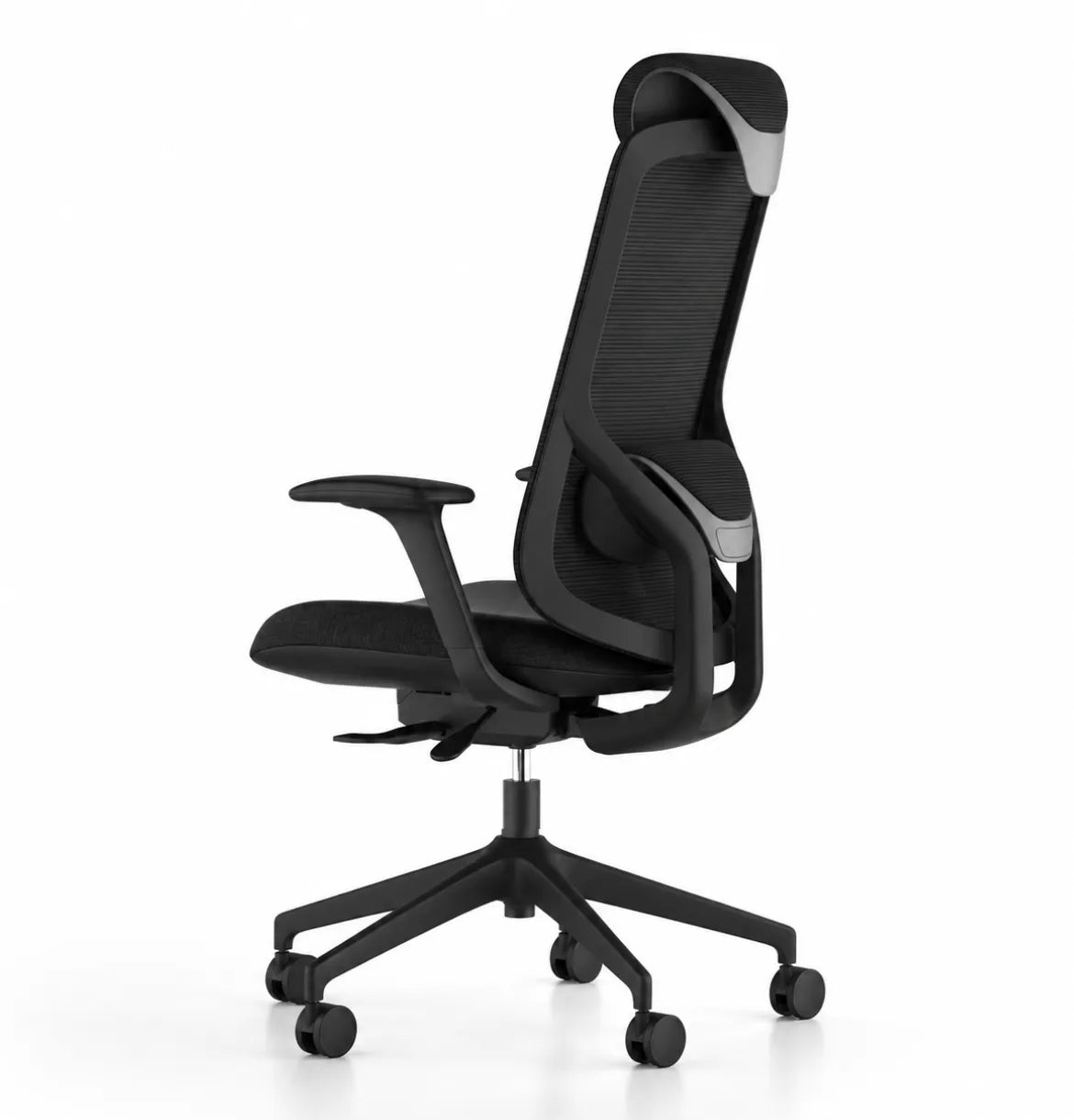 Geeco Ergonomic Chair with Headrest in Black Frame and Black Upholstery