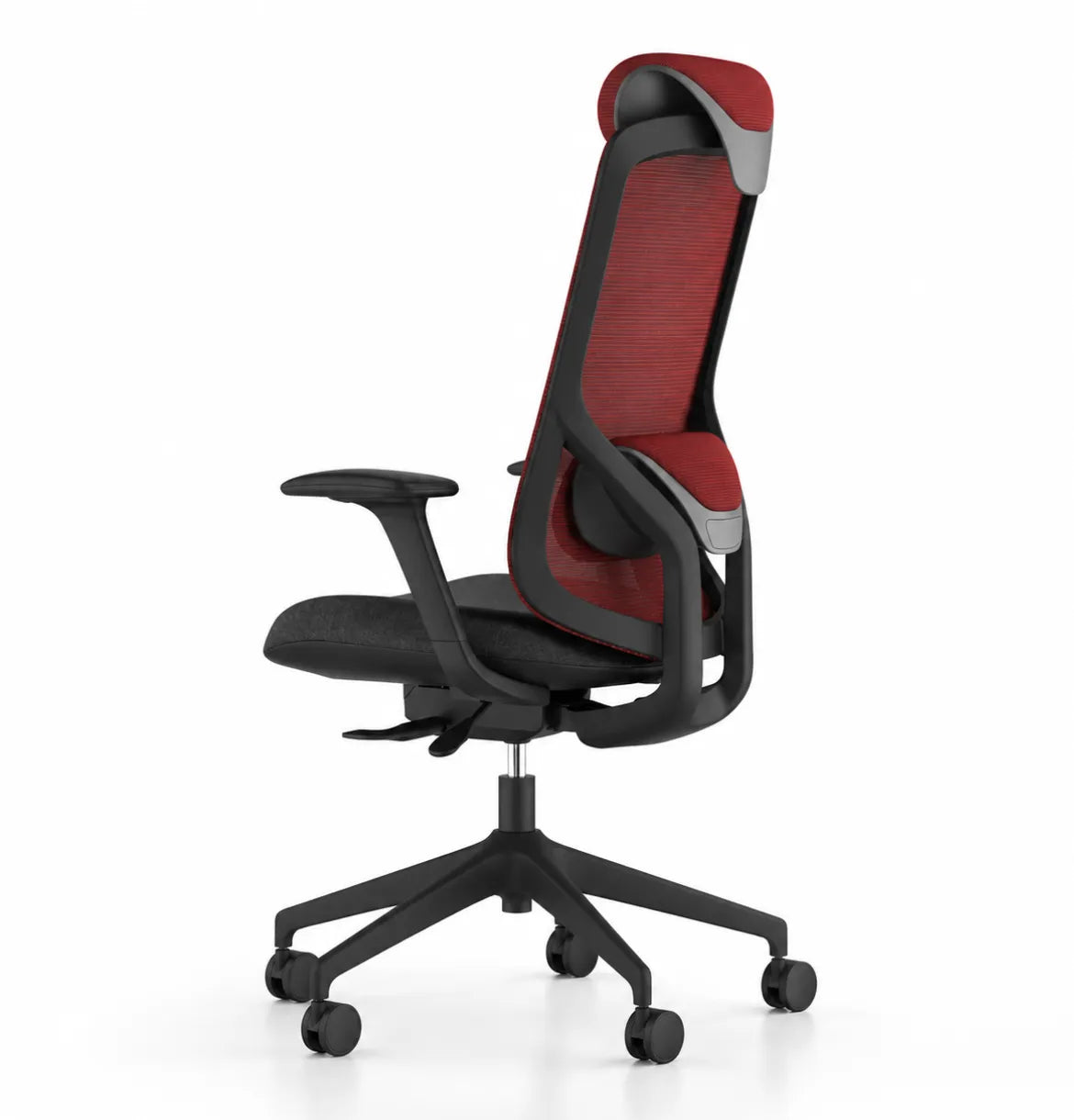 Geeco Ergonomic Chair with Headrest in Black Frame and Red Upholstery
