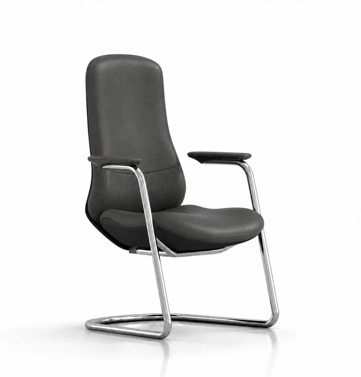 Hela Executive Visitor Chair in Chrome Base and Meteor Grey Leather