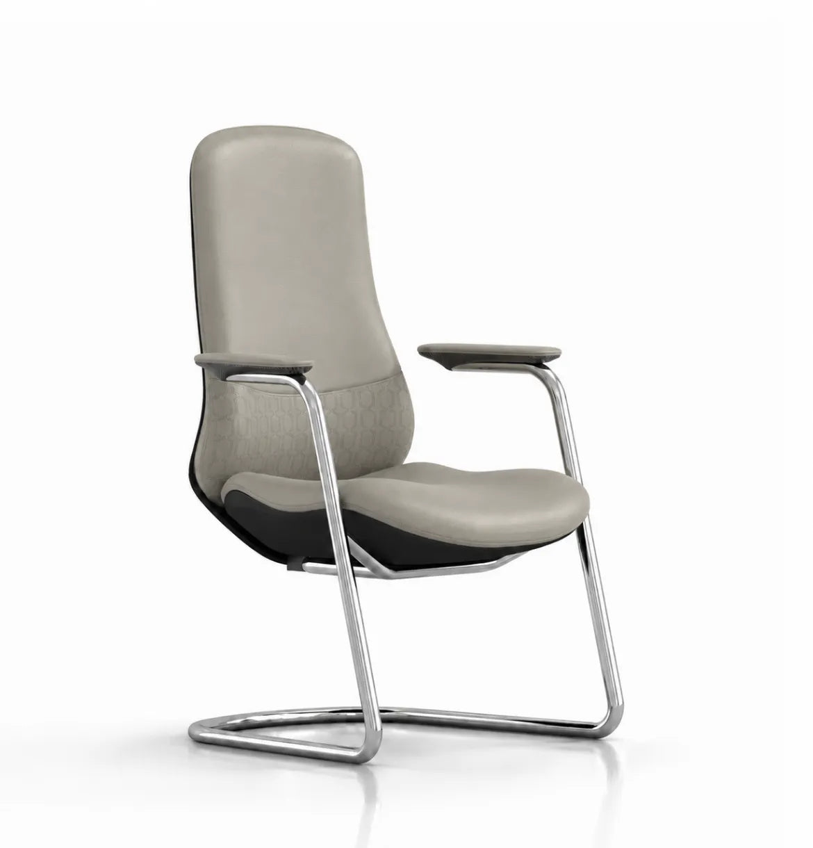 Hela Executive Visitor Chair in Chrome Base and Khaki Beige Leather