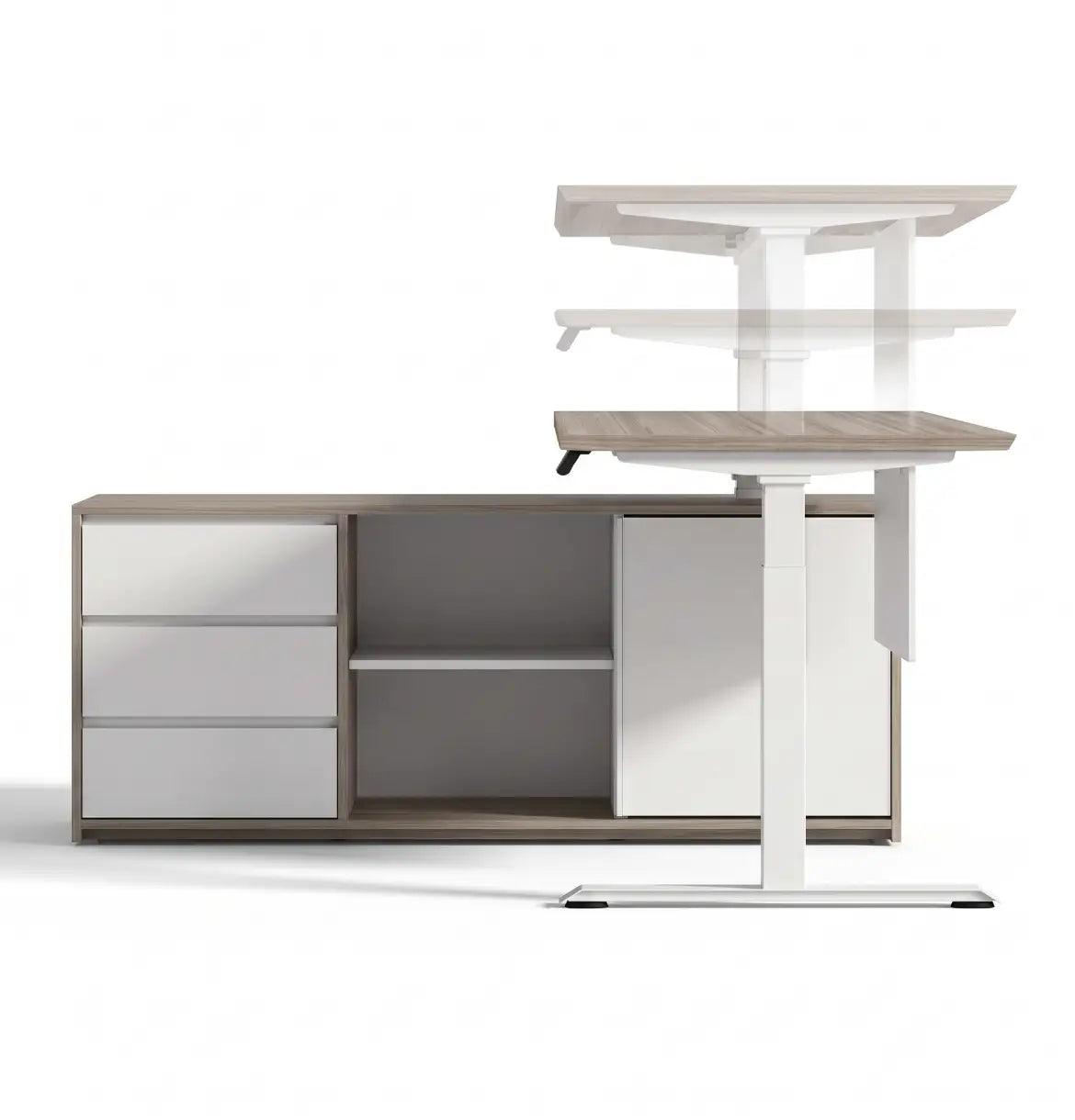 iTech Sit & Stand Desk with Return Consumer KANO CF09 Log Walnut 1800 8-10 Weeks