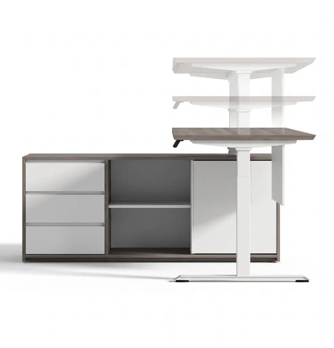iTech Sit & Stand Desk with Return Consumer KANO CF12 Coffee Walnut 1800 8-10 Weeks