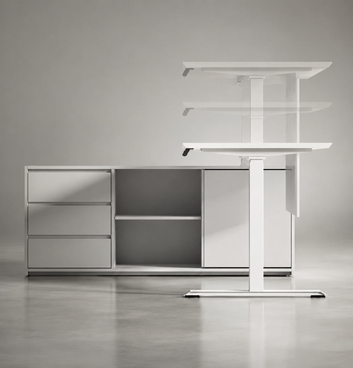 iTech Sit & Stand Executive Desk with Fixed Credenza Return Consumer KANO