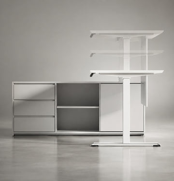 iTech Sit & Stand Executive Desk with Fixed Credenza Return Consumer KANO