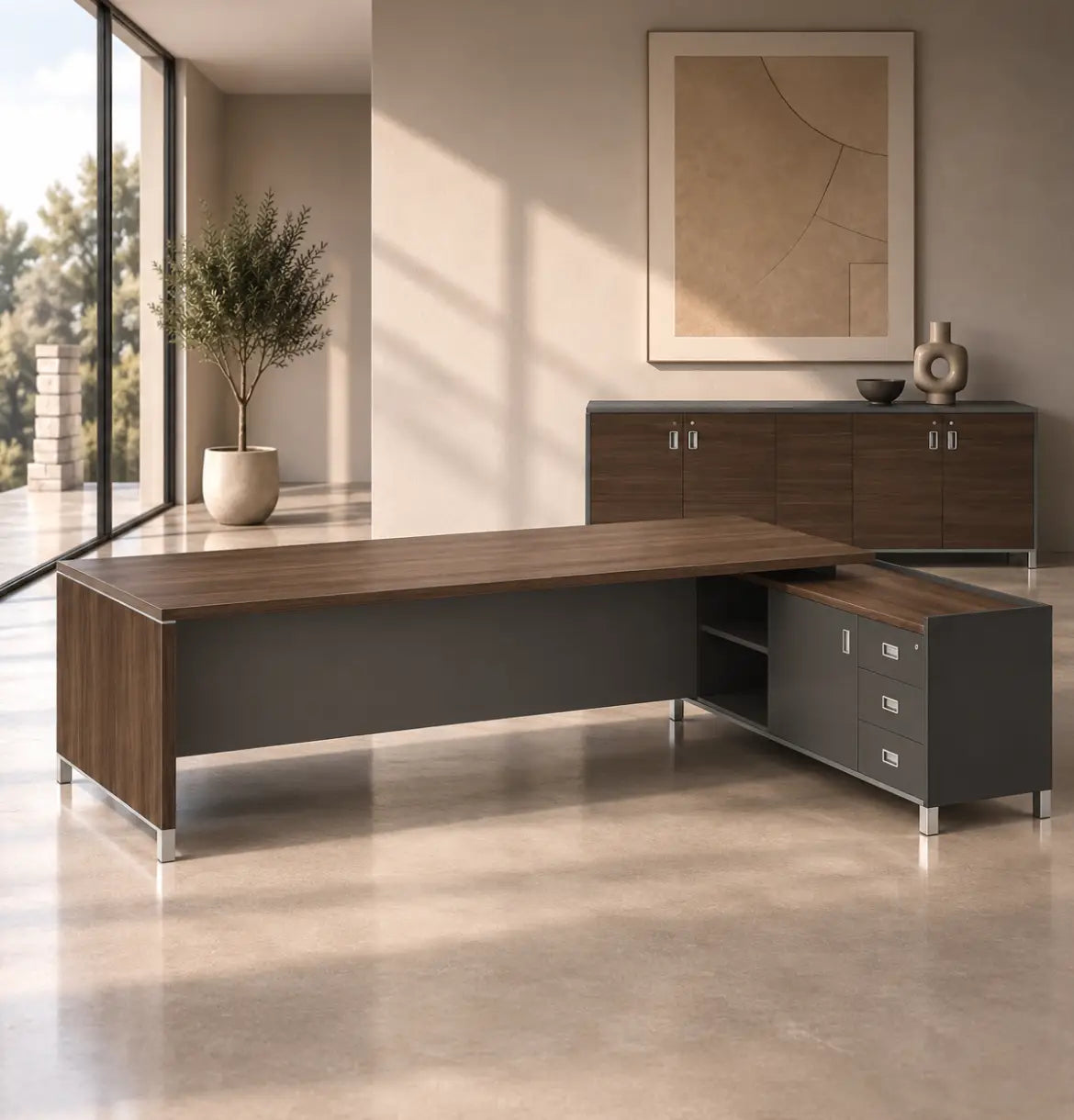 Linea Due with Credenza Return Consumer BAFCO