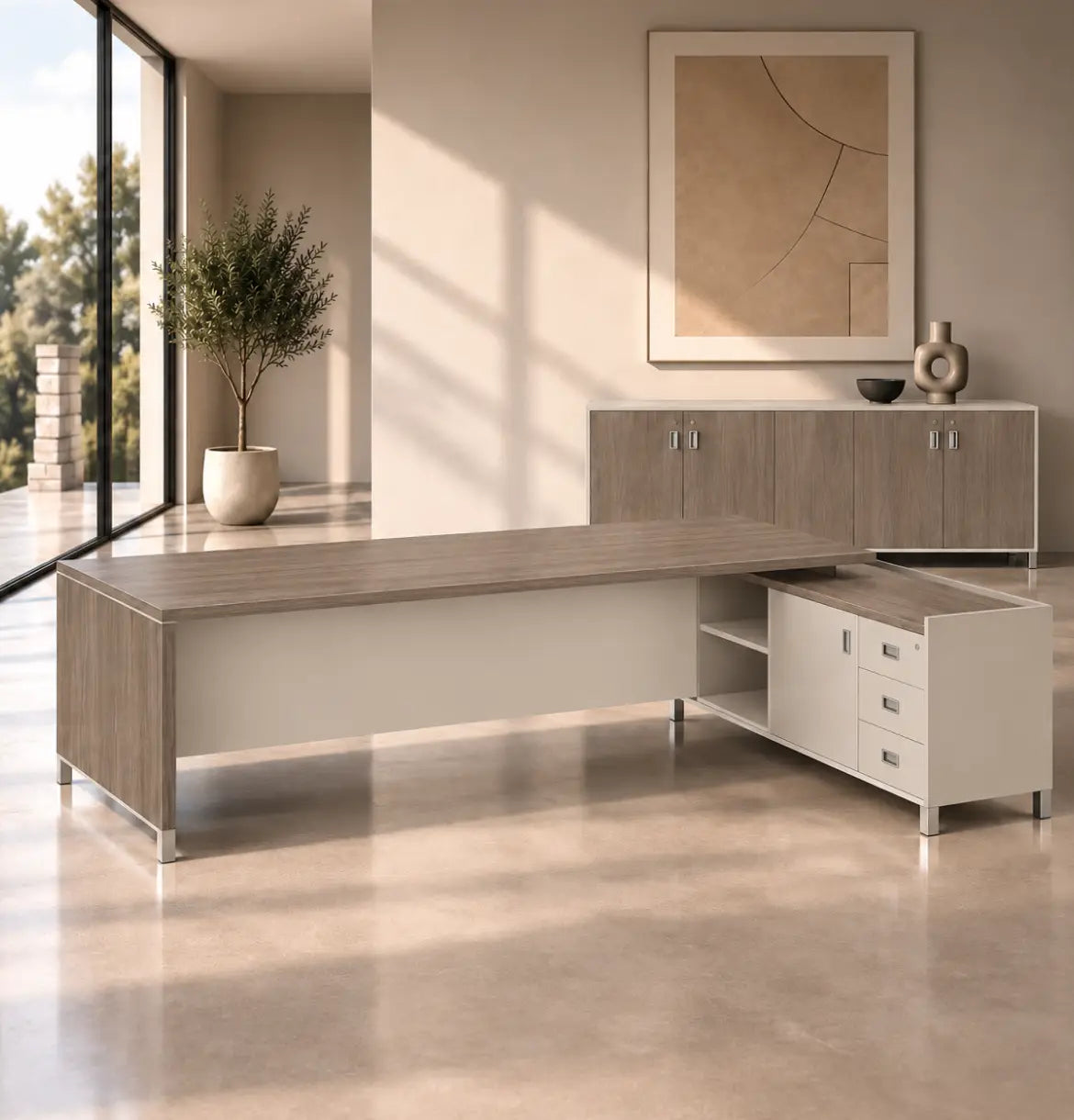 Linea Due with Credenza Return Consumer BAFCO