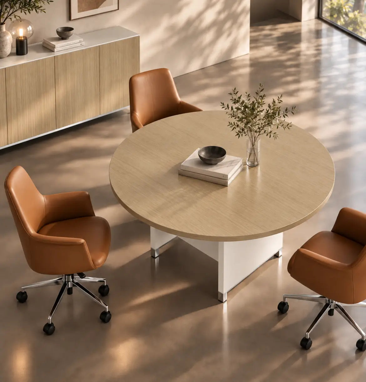 Linea Due Round Meeting Table Consumer BAFCO