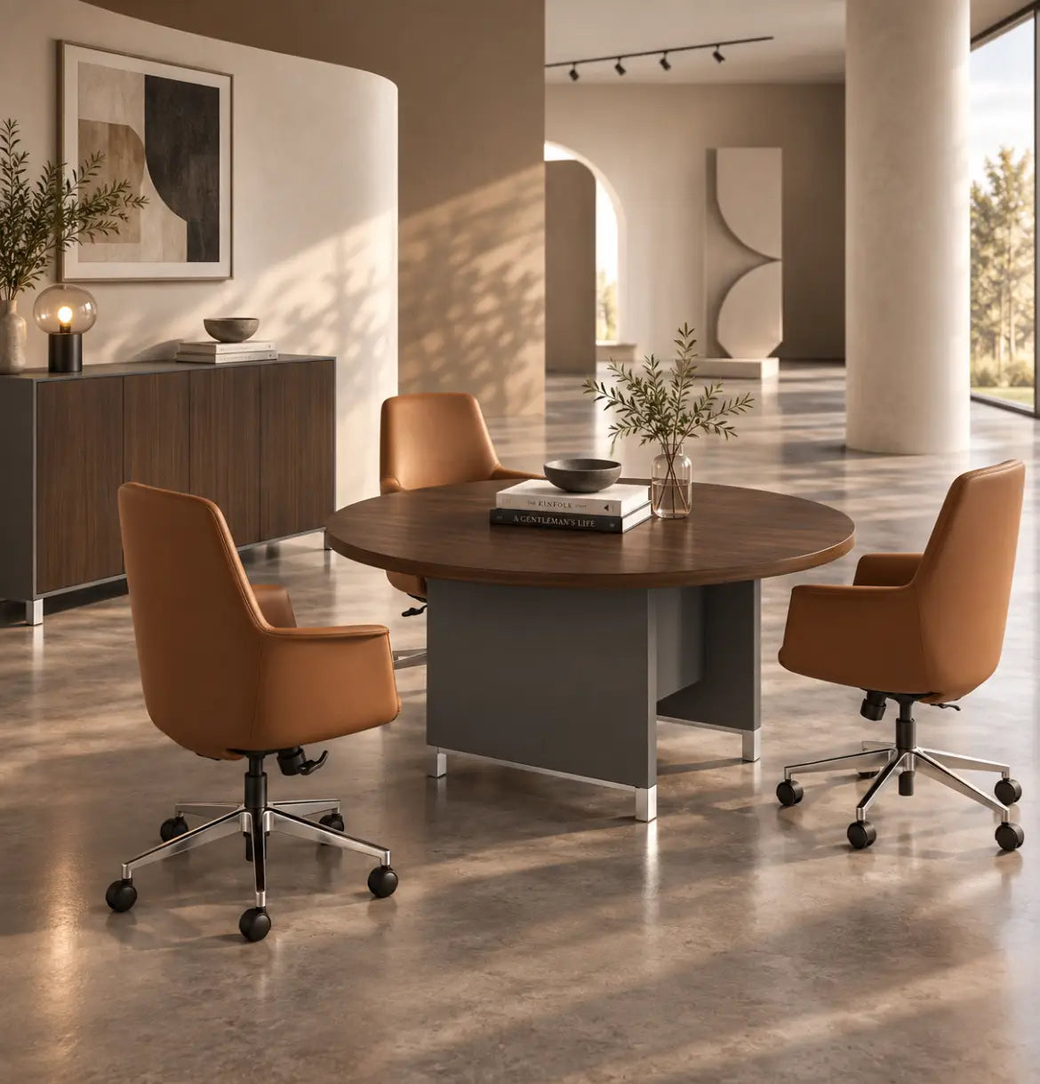 Linea Due Round Meeting Table Consumer BAFCO Grey 1200 30 Days