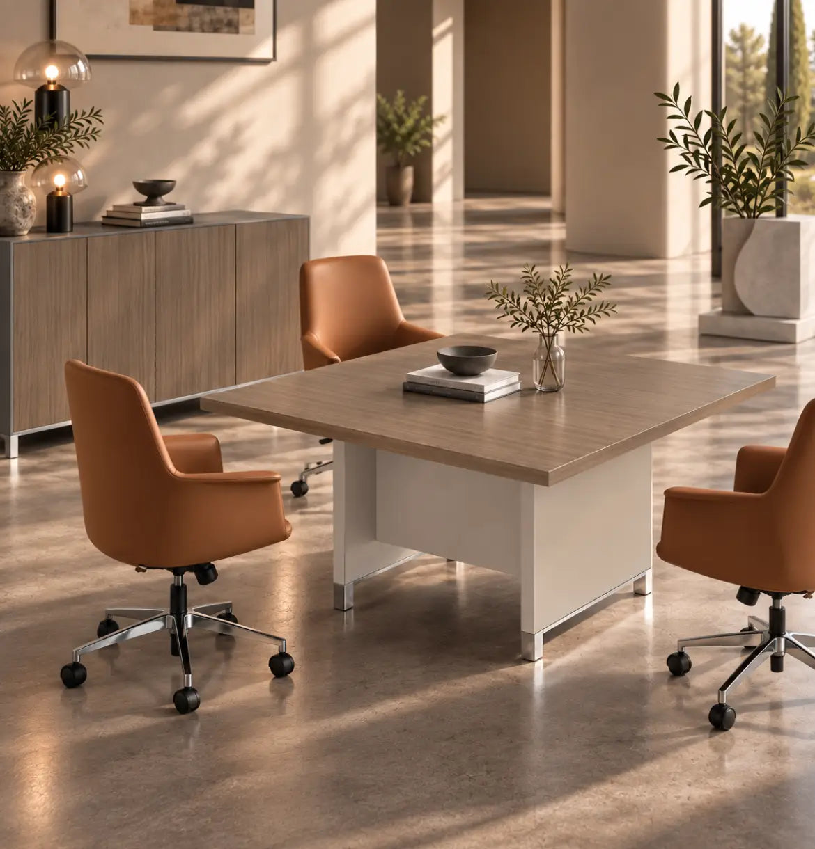 Linea Due Square Meeting Table Consumer BAFCO Khaki 1200 30 Days