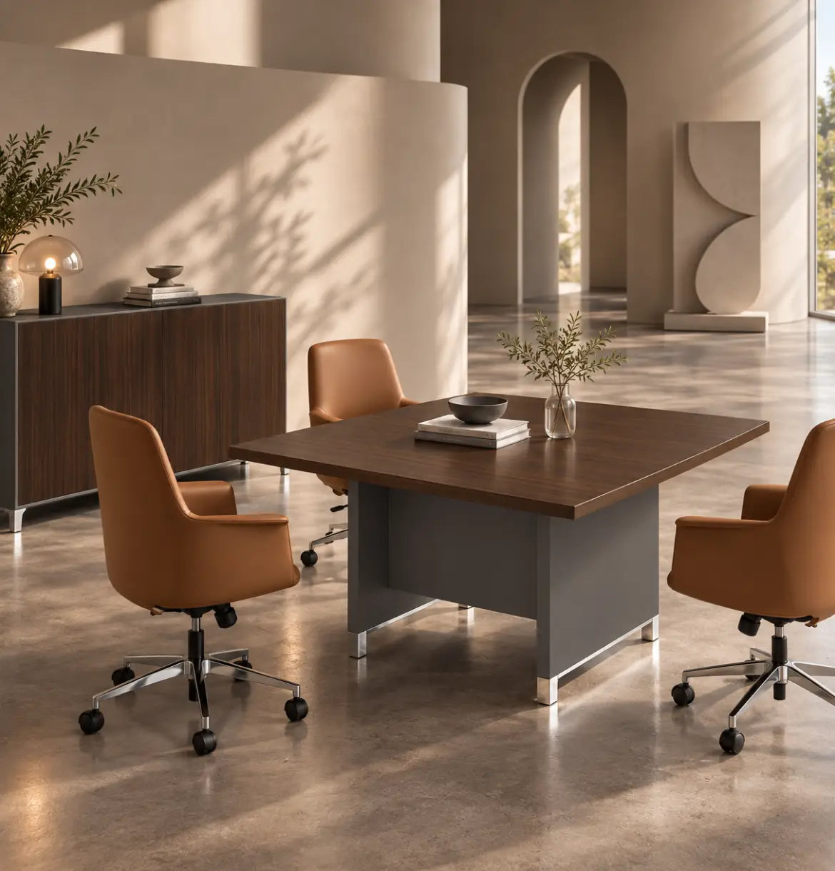 Linea Due Square Meeting Table Consumer BAFCO Grey 1200 30 Days
