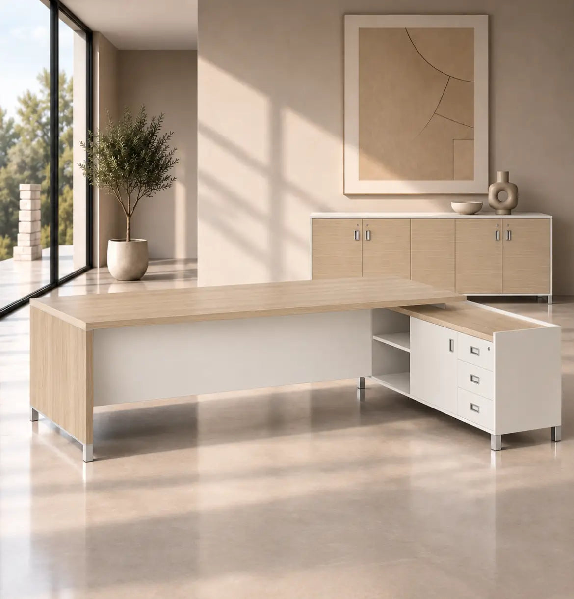 Linea Due with Credenza Return Consumer BAFCO