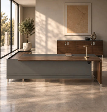 Linea Due with Credenza Return (Premium) Consumer BAFCO Grey 1800 30 Days