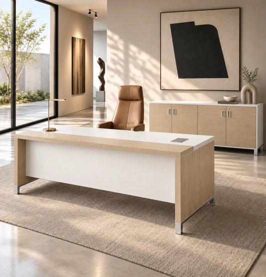 Linea Due Straight Desk (Premium) Consumer BAFCO White 1400 30 Days